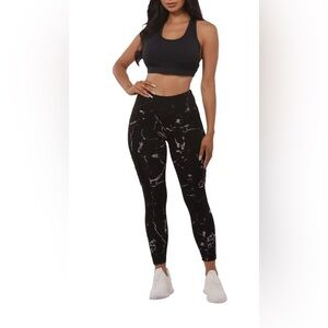 BSP Black Marble High Waist Sports Women's Leggings L